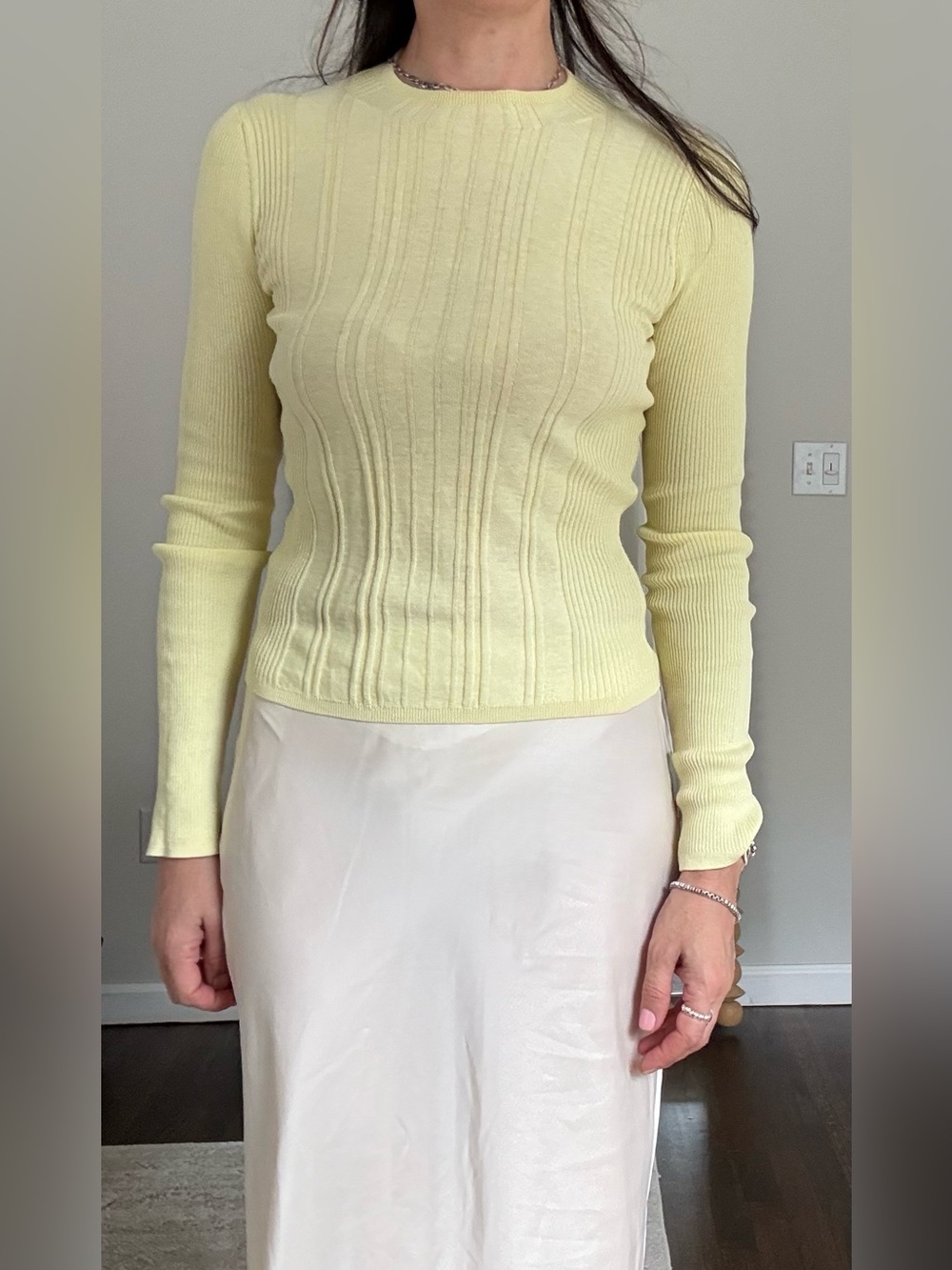 Vince Yellow Ribbed Cotton Top
